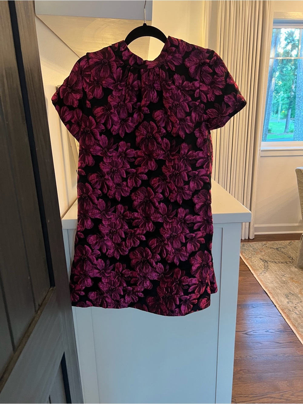 Sugarlips Black and Fuchsia Floral Jacquard Dress